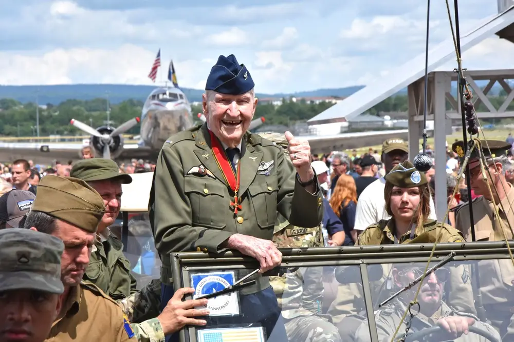 <em>Halvorsen at the Berlin Airlift 70th Anniversary event in Wiesbaden, Germany (U.S. Army)</em>
