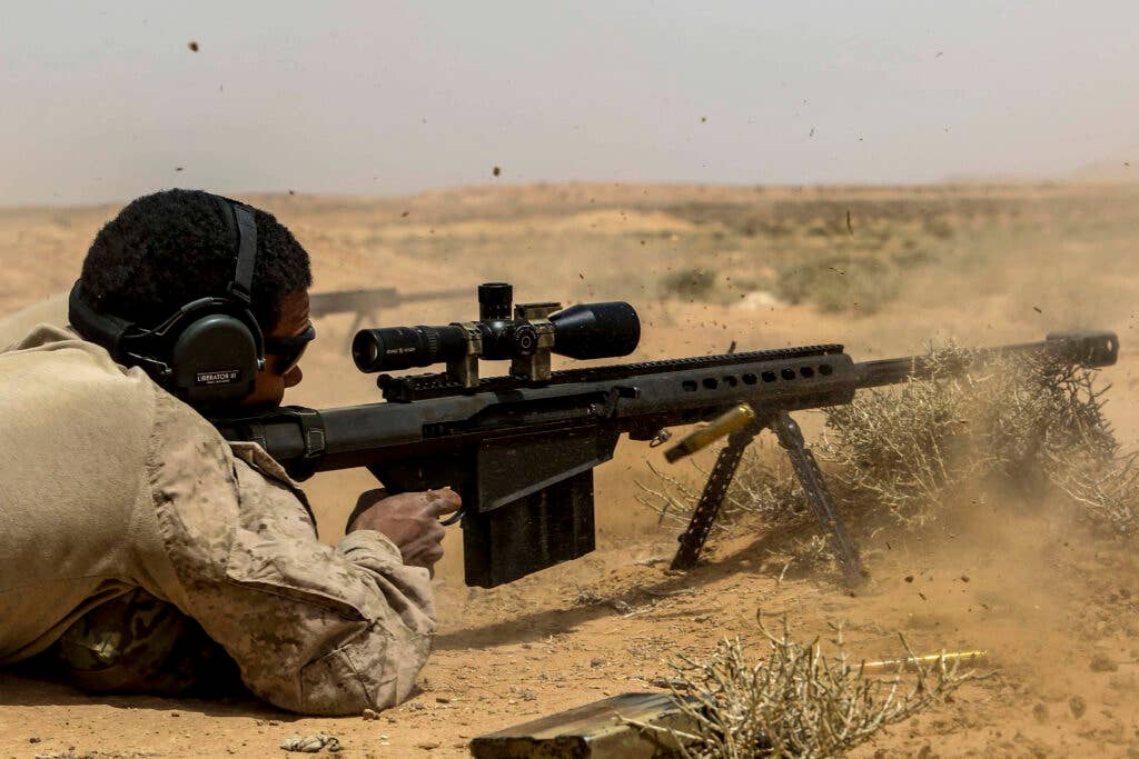 <em>The .50 BMG excels at destroying cover or other hard targets like engine blocks (U.S. Marine Corps)</em>