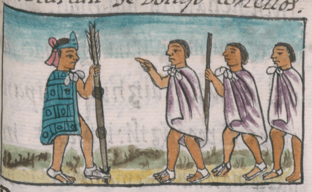 Merchants seen talking to Montezuma. (World Digital Library)