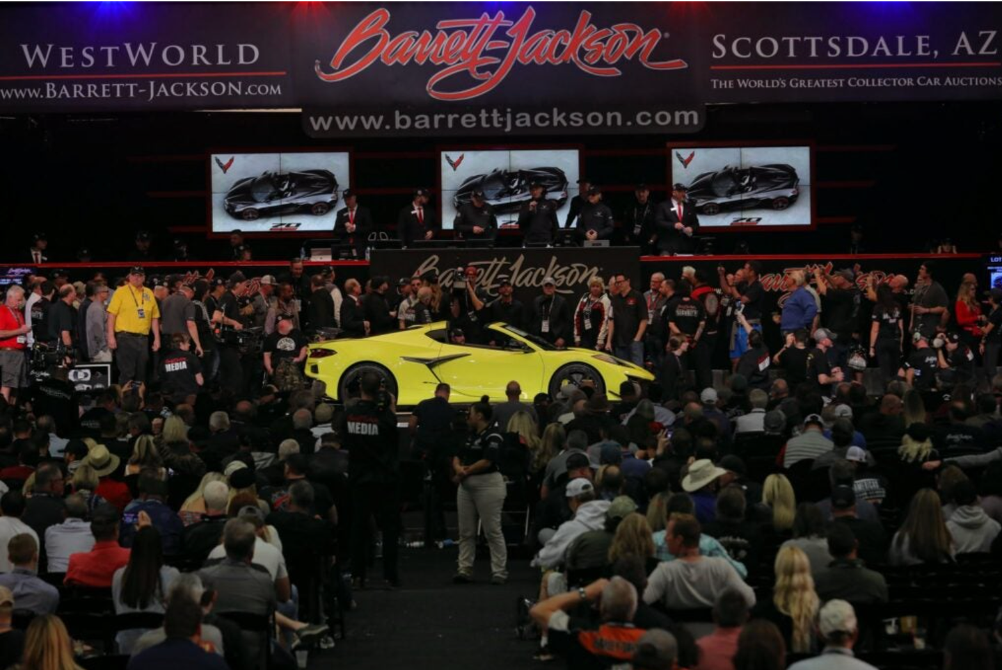 The bidding for the Corvette garnered much excitement from the crowd (Barrett-Jackson)