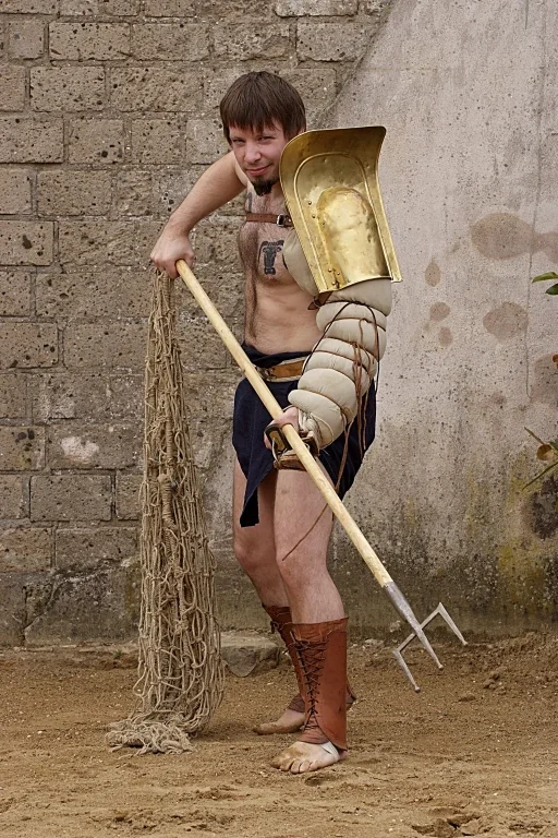 This is how gladiators fought using the net and trident as weapons