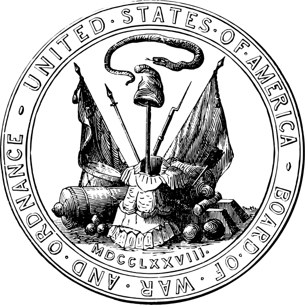 The seal of the Board of War and Ordnance, which the U.S. War Department's seal is derived from.