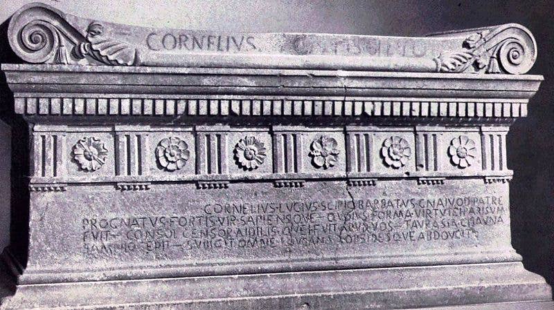 Sarcophagus of Lucius Cornelius Scipio Barbatus, 3rd century BC.