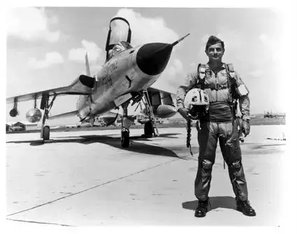 <em>Cardenas in front of his F-105 in Southeast Asia (U.S. Air Force)</em>