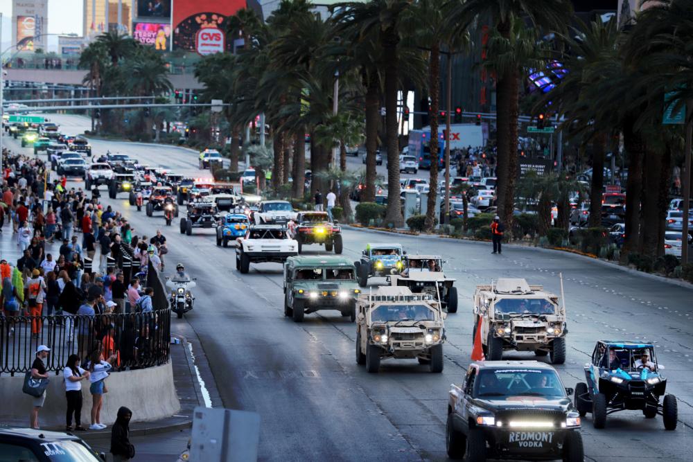 <em>GMV 1.1s of the 5th SFG(A) participate in the Mint 400 parade on the Las Vegas Strip (U.S. Army)</em>
