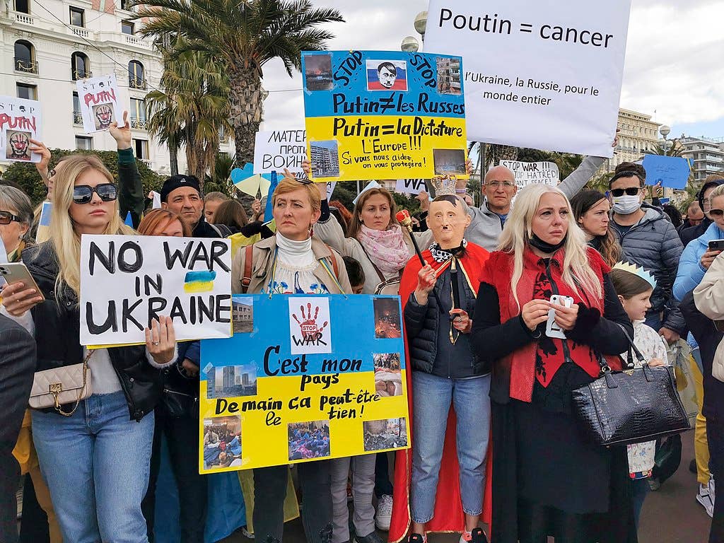 Protest against the Russian invasion of Ukraine in Nice, France, 27 February 2022.