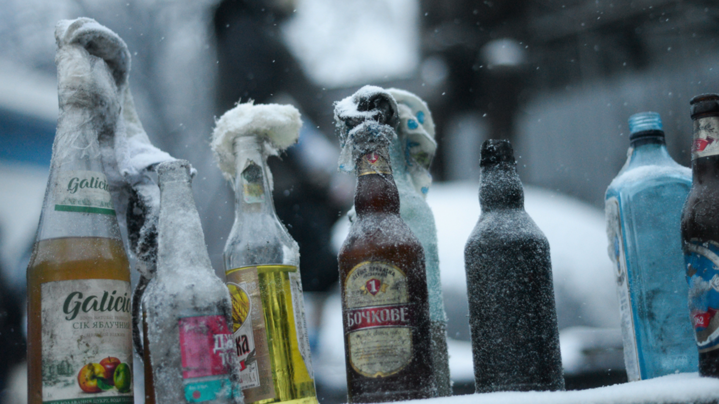 An array of Molotov Cocktails used in a protest during 2013. Image courtesy Wikimedia Commons. 