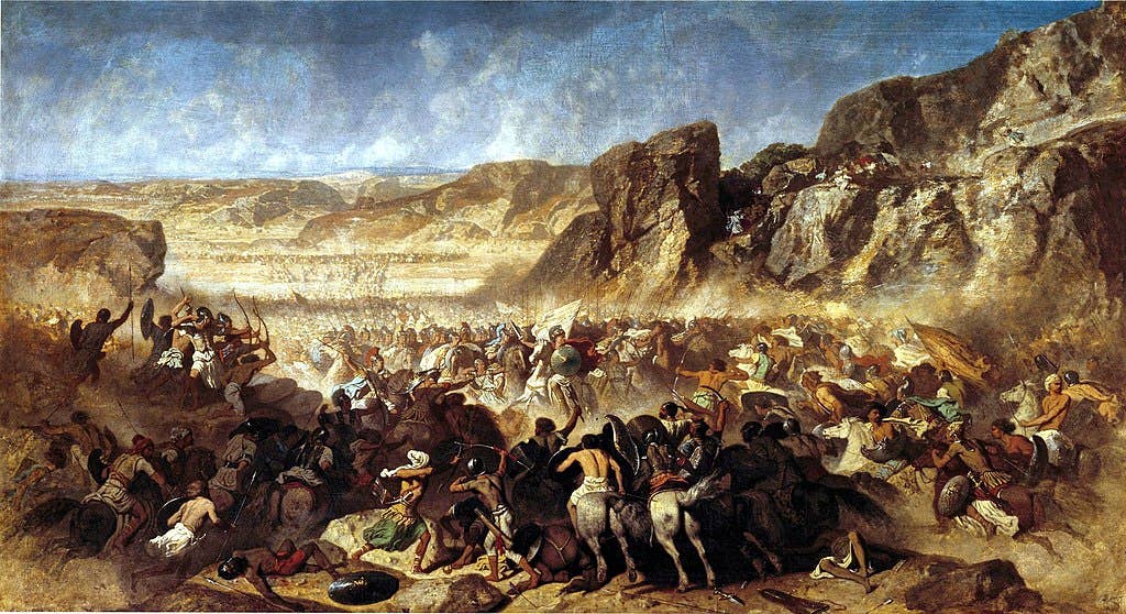 The Battle of Cunaxa fought between the Persians and ten thousand Greek mercenaries of Cyrus the Young, 401 BC. Louvre, Paris.