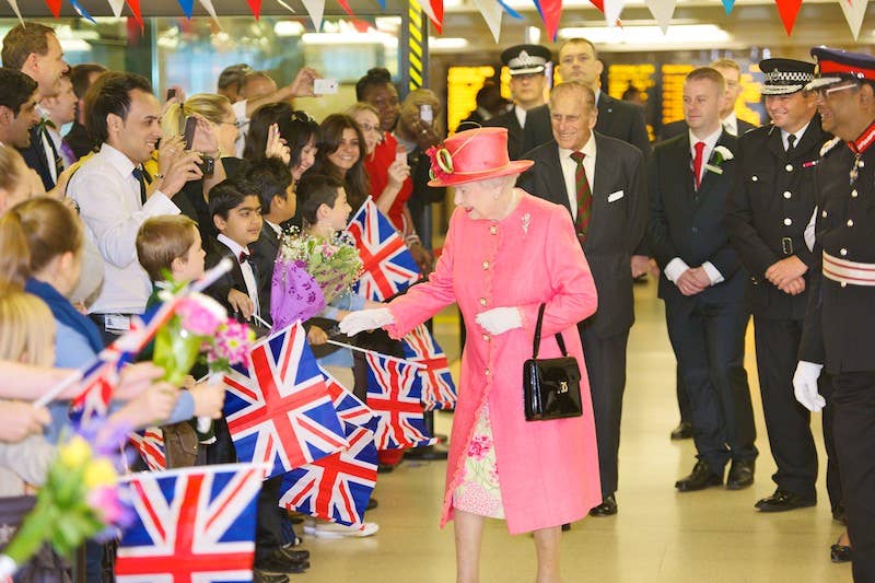 Her Majesty The Queen, accompanied by The Duke of Edinburgh, visiting Birmingham as part of their Diamond Jubilee Tour in 2012.