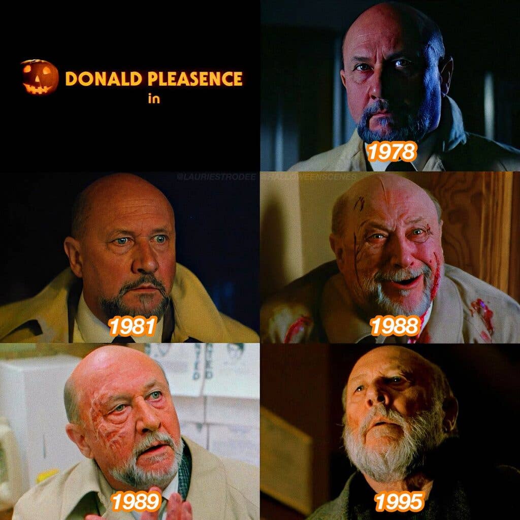 Pleasance as Dr. Loomis in his many appearances in the <em>Halloween </em>franchise. Photo courtesy of twitter.com.