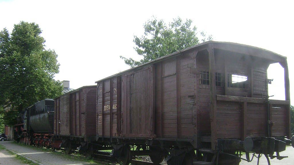 Freight train cars used to transport deportees.