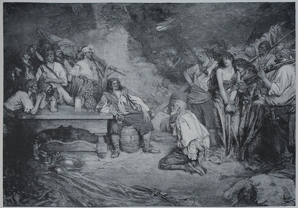 Illustration of Morgan with a prisoner. (Public domain)