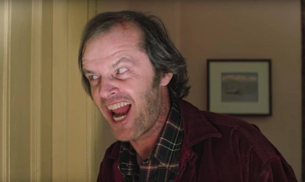 Nicholson as Jack Torrance in The Shining. Photo courtesy of independent.co.uk.