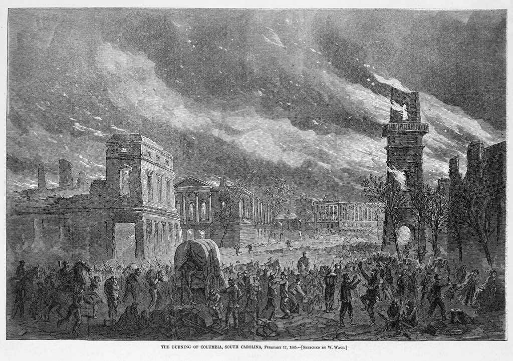 The Burning of Columbia, South Carolina (1865) by William Waud for Harper's Weekly.