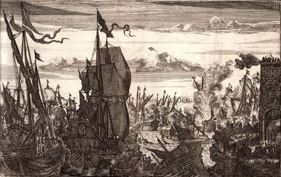 Henry Morgan Destroys the Spanish Fleet at Lake Maracaibo, Venezuela.