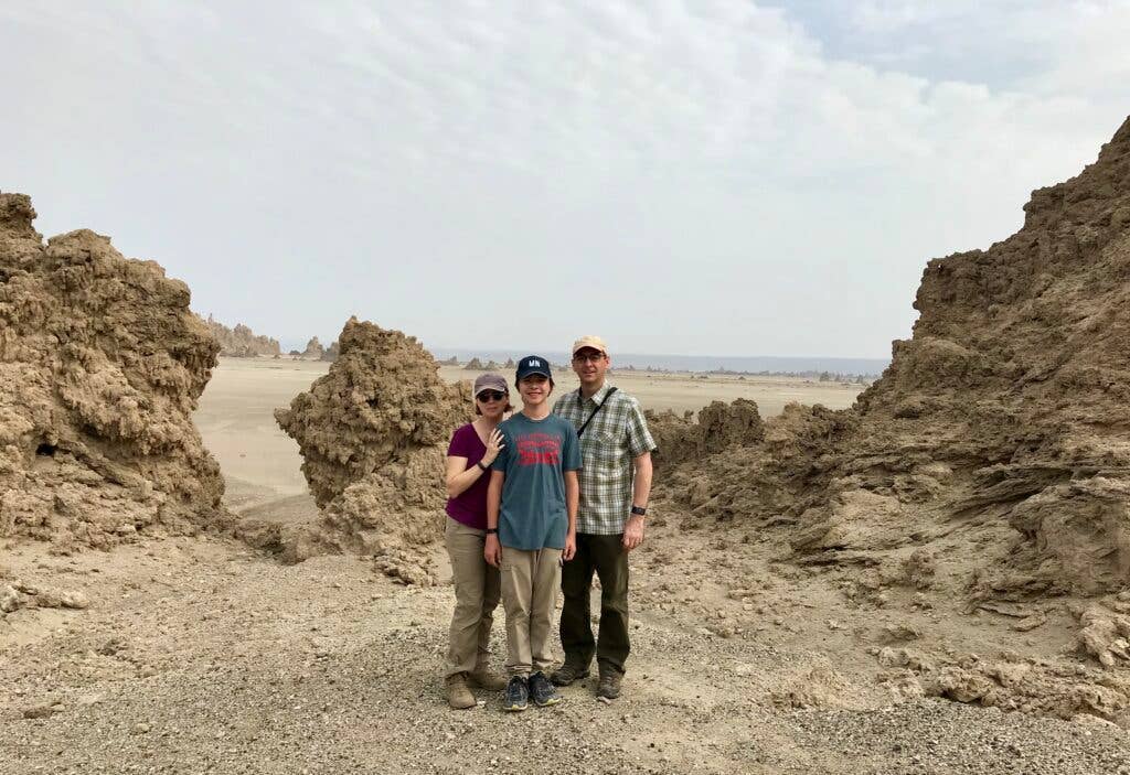 Tully Family in Lac Abbe in Djibouti.