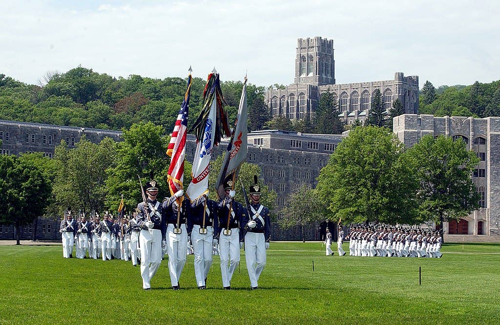 Cadet color guard on parade. (Wikipedia)