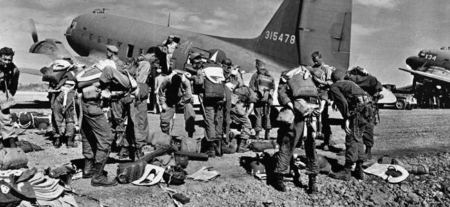 <em>Paratroopers of the 511th PIR prepare for their first combat jump on Tagaytay Ridge (U.S. Army)</em>