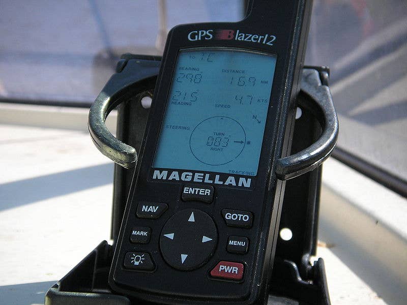 Magellan Blazer12 <a href="https://en.wikipedia.org/wiki/Global_Positioning_System">GPS</a> Receiver.