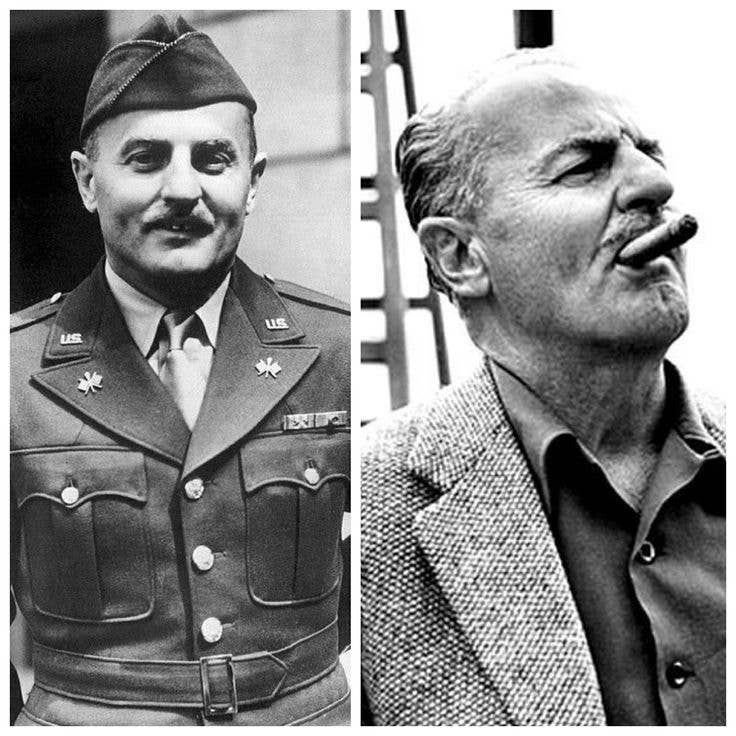 Daryl F. Zanuck in his World War II uniform and years later as a studio executive. Smoking a cigar is a key trait of classic Hollywood studio heads. Photo courtesy of pinterest.com.