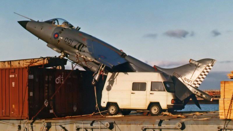 The time a British fighter jet landed on a civilian container ship