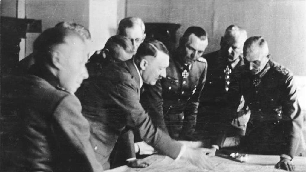 Hitler during a meeting at the headquarters of Army Group South in June 1942.