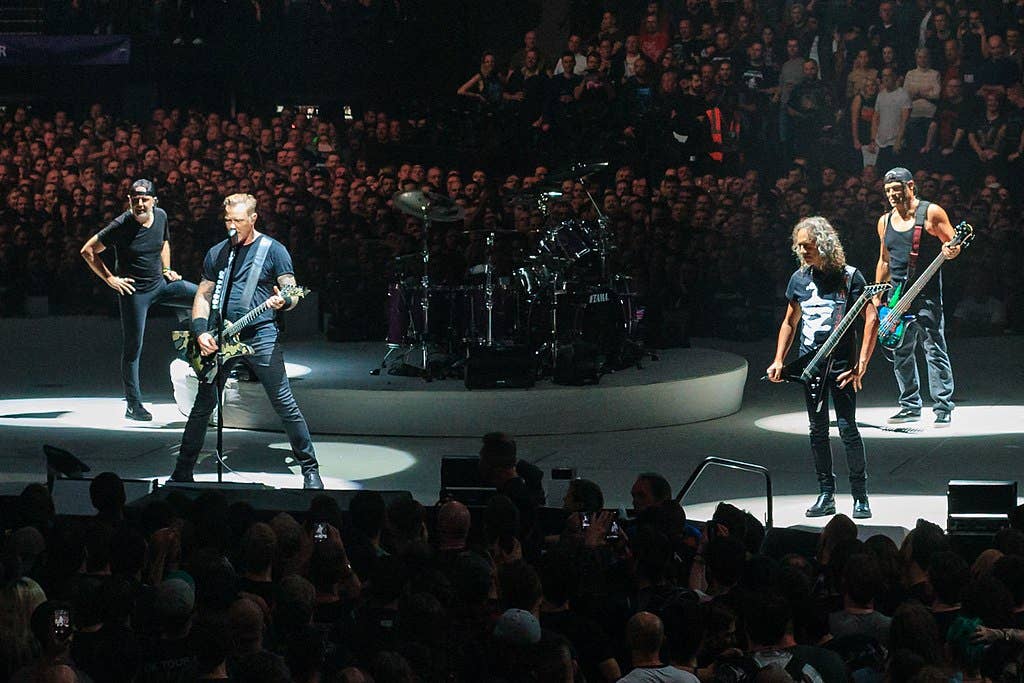 Metallica in <a href="https://en.wikipedia.org/wiki/London">London</a>, England in 2017.