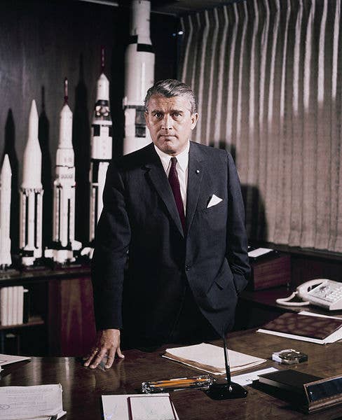 <a href="https://en.wikipedia.org/wiki/Wernher_von_Braun">Wernher von Braun</a> became the United States' lead rocket engineer during the 1950s and 1960s.