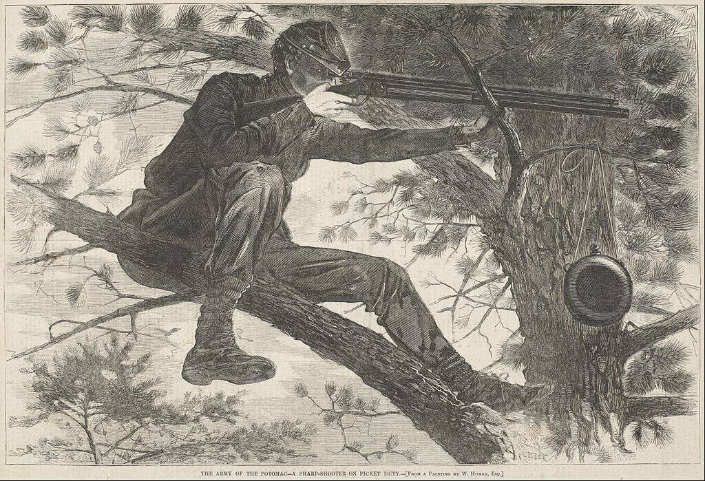 The Army of the Potomac—A Sharpshooter on Picket Duty, by Winslow Homer, 1862. (Public domain)