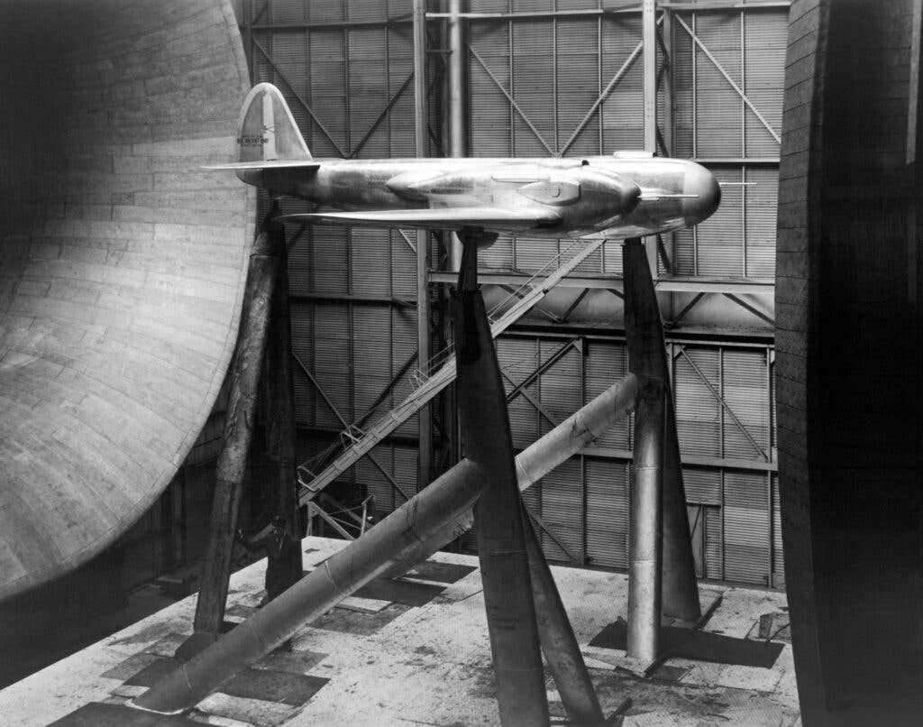 <em>An Airacuda mockup is tested in a wind tunnel (NASA)</em>