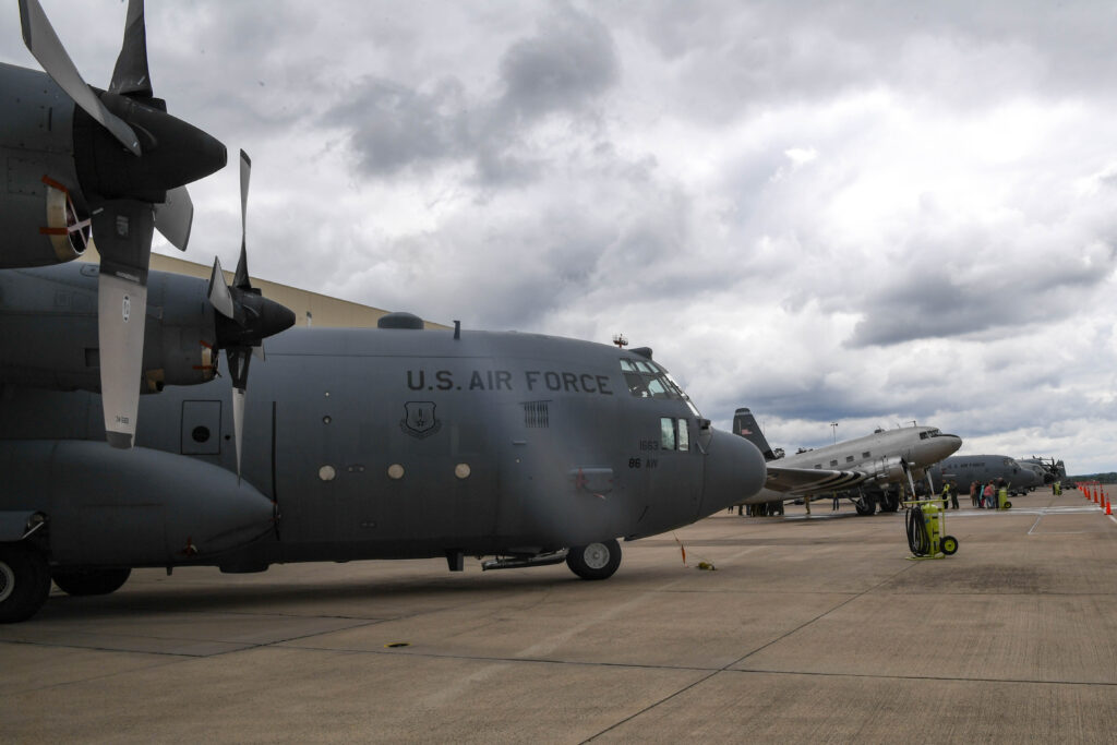 37th Airlift Squadron aircraft at Ramstein Air Force Base