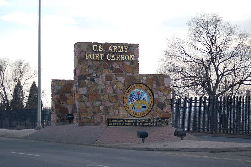 One of the entrance signs at Fort Carson. (Wikipedia)
