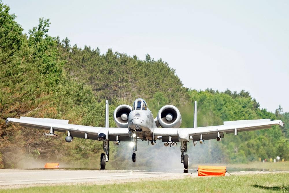 <em>An A-10 on Highway M-28 during Northern Agility 22-1 (U.S. Air Force)</em>