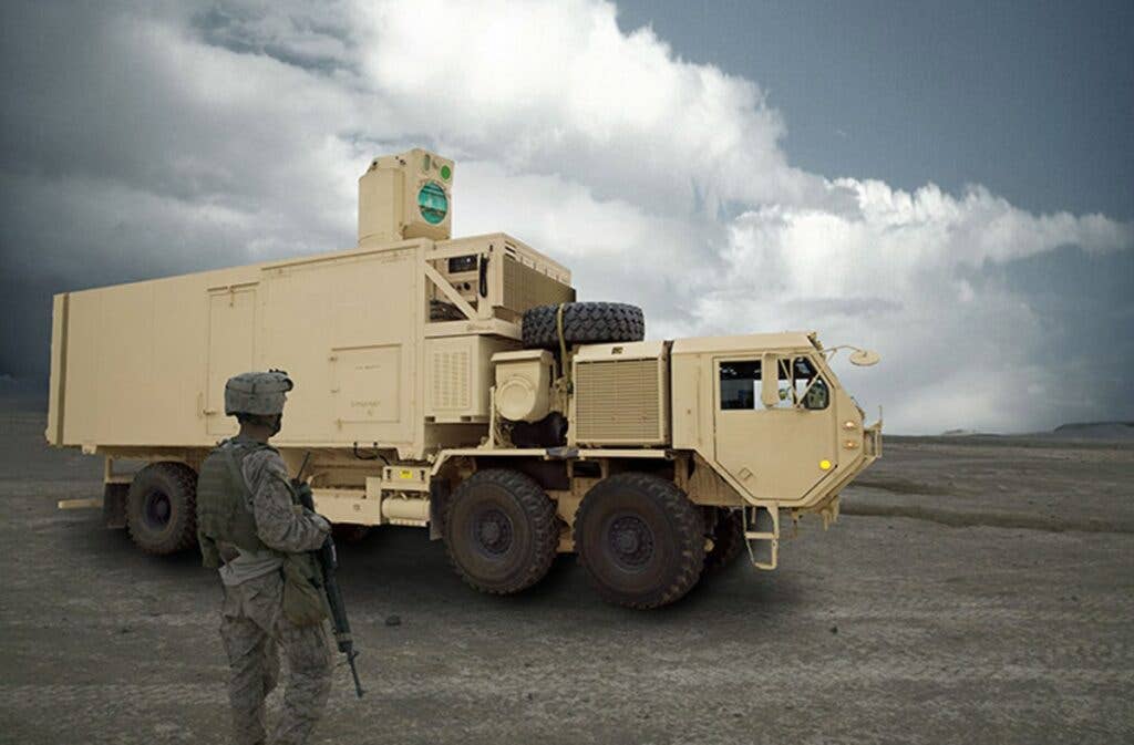 <em>The Army successfully tested the 60kW Spectrally Combined High Power Solid State Fiber Laser in 2017 (U.S. Army)</em>