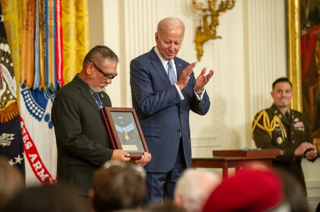 <em>John Kaneshiro accepts his father's Medal of Honor (U.S. Army)</em>