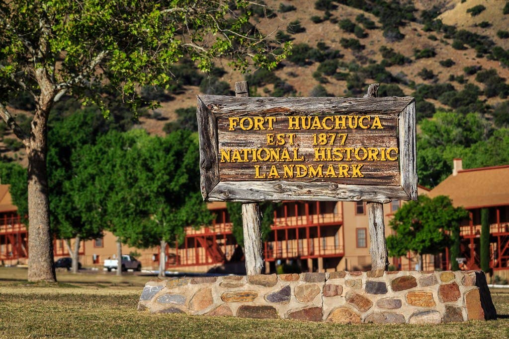 Landmark sign at the historic section of Fort Huachuca. (Wikipedia)