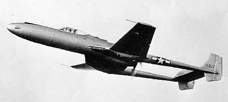 <em>The XP-54 in flight (U.S. Air Force)</em>