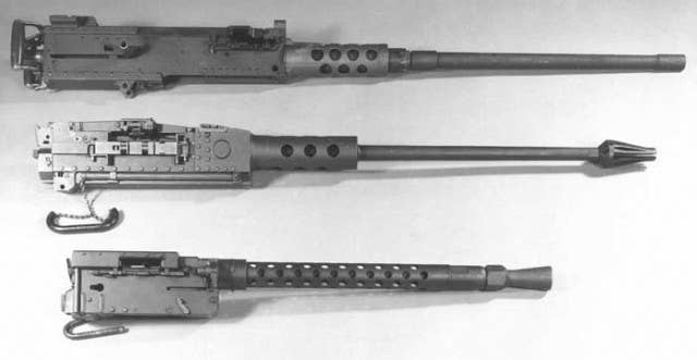 <em>(Top to bottom M2, M85, and M73 machine guns (U.S. Army)</em>