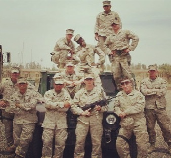 Herring with his fellow Marines in Fallujah, Iraq in 2005. Photo courtesy of @jamelherring.