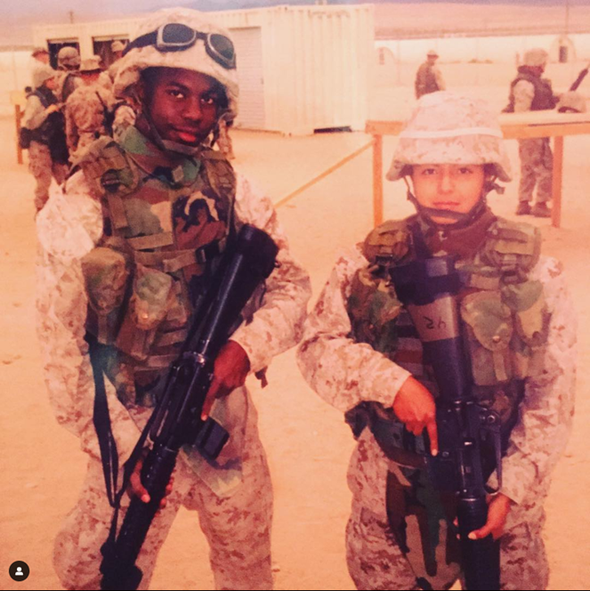 Herring with his friend and Marine Yesenia in Iraq. Photo courtesy of Jamel Herring.