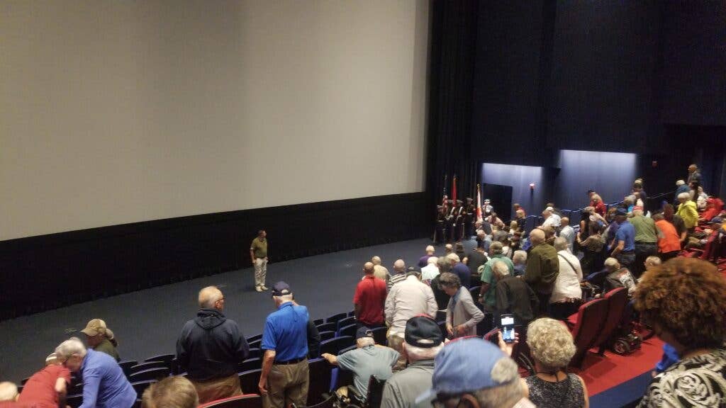 Inside the theater at the National Museum of the Marine Corps in which we stood for the march on of the colors. Photo courtesy of Joel Searls.