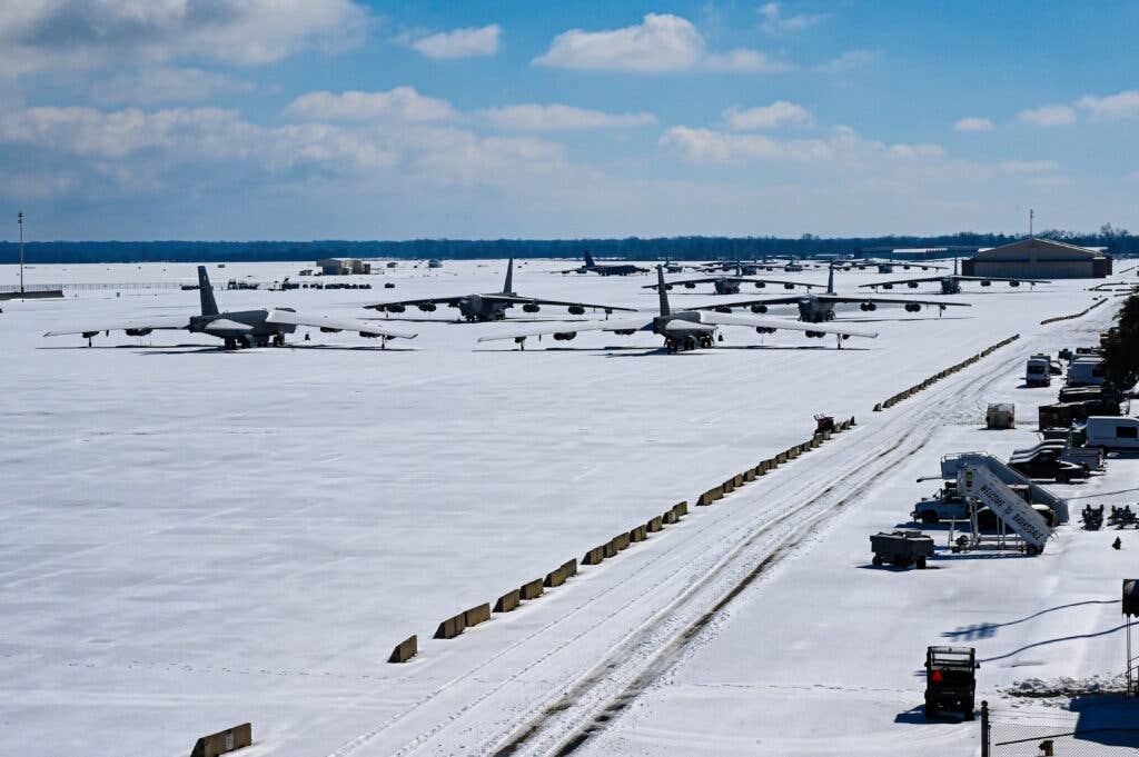 snow at Barksdale Air Force Base