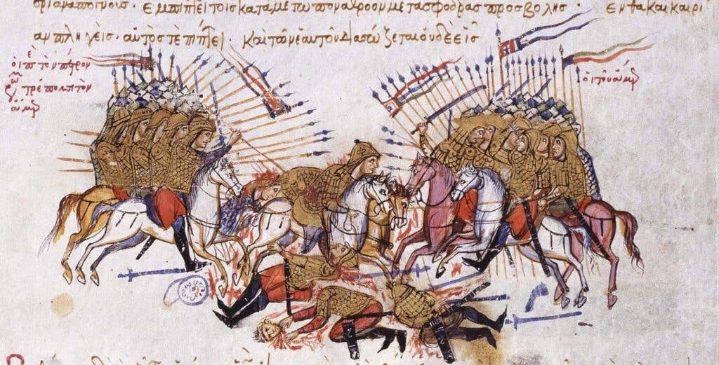 Fighting between Byzantines and Arabs Chronikon of Ioannis Skylitzes, end of 13th century.