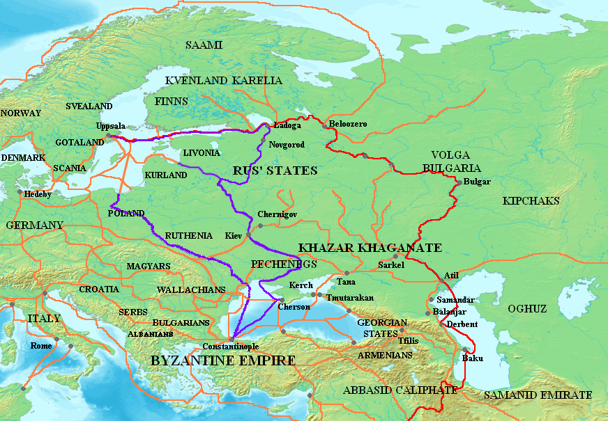 byzantine viking/Varangian trade routes