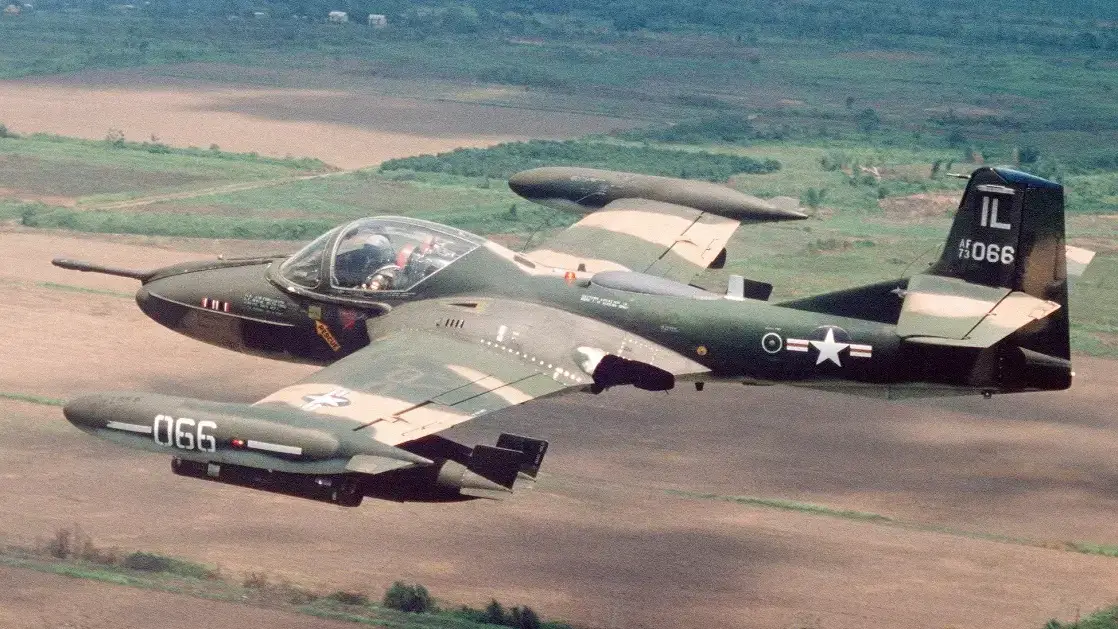 a-37a dragonfly plane flying.