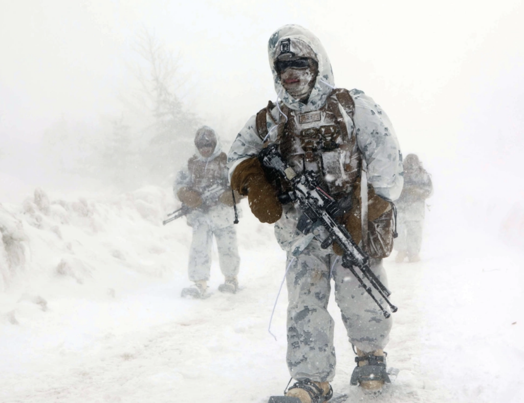 marines on patrol in snow