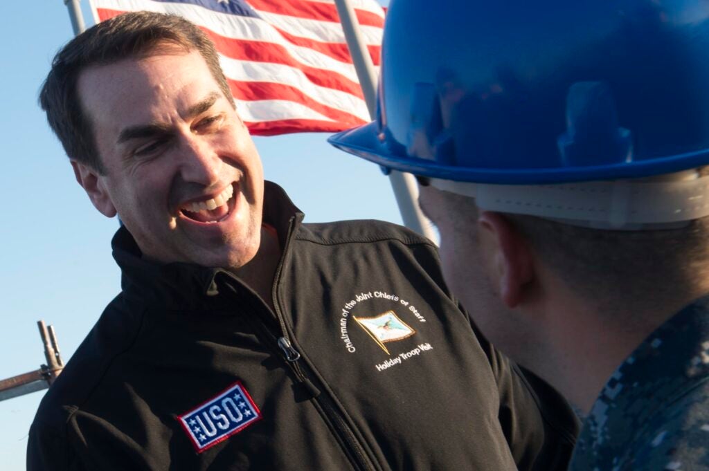 rob riggle with USO