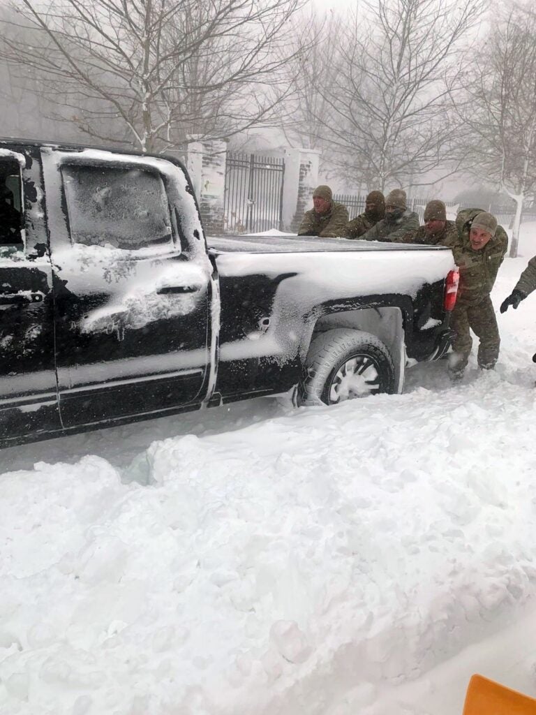 New York National Guard rescue truck from snow