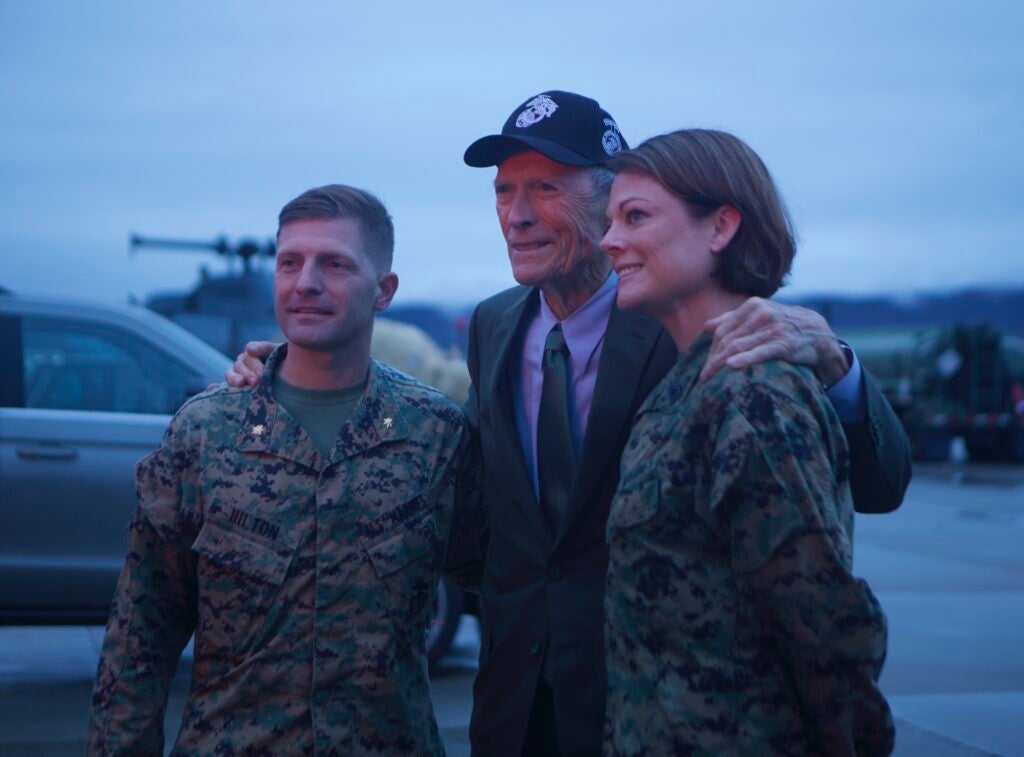 clint eastwood army visiting with Marines