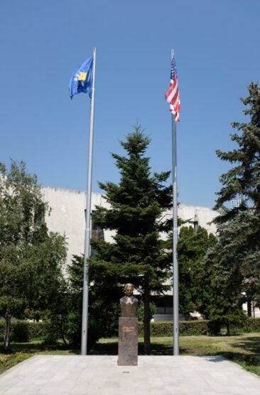 albright statue celebrating Kosovo's independence